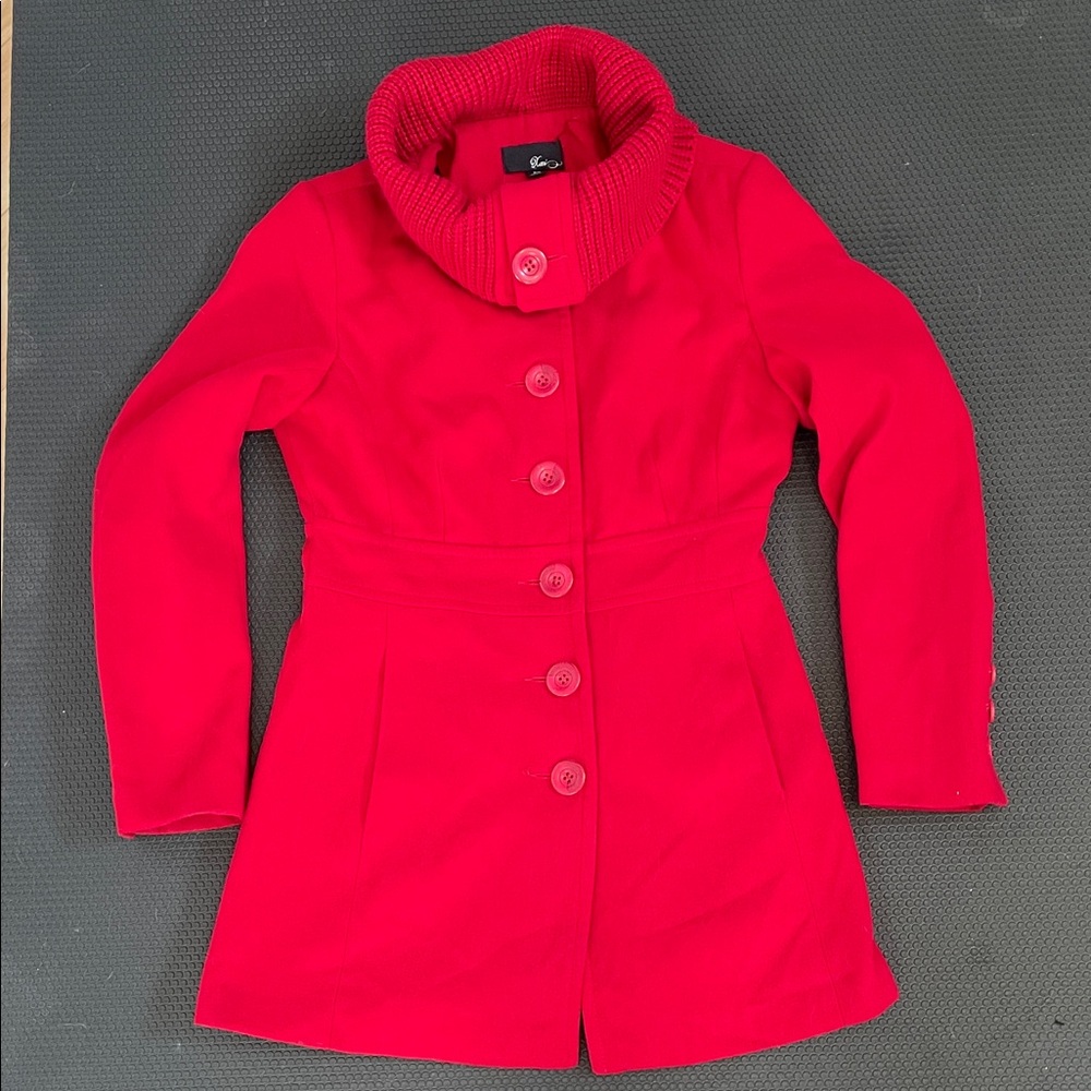 Forever XXI Red Button-Up Coat Sz M - Picture 3 of 12